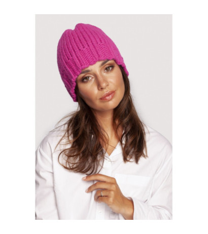 BK100 Czapka z prążkowanym brzegiem - różowa
