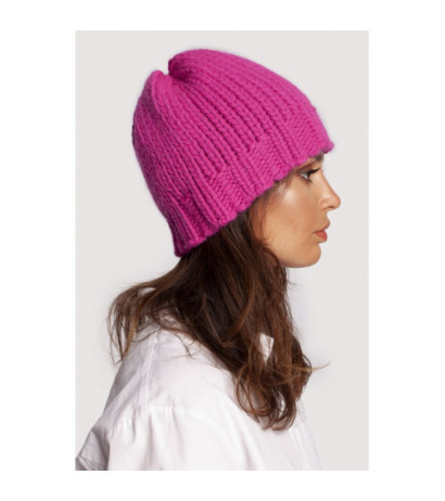 BK100 Czapka z prążkowanym brzegiem - różowa