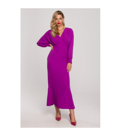 K143 Sukienka rybka z kimonową górą - lawendowa