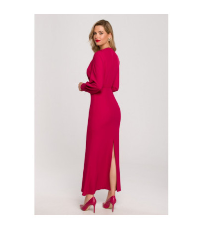 K143 Sukienka rybka z kimonową górą - śliwkowa