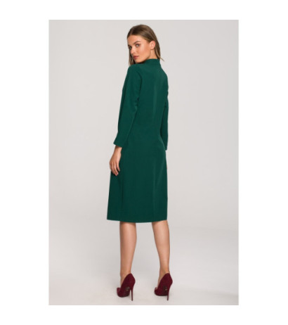 S318 Sukienka z dekoracyjnymi zakładkami - zielona