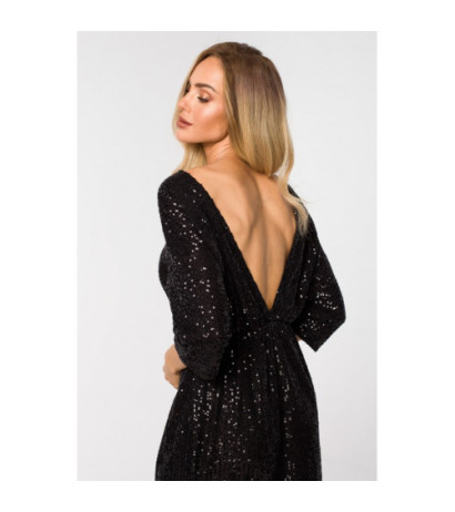 M716 Sukienka z głębokim dekoltem na plecach - czarna