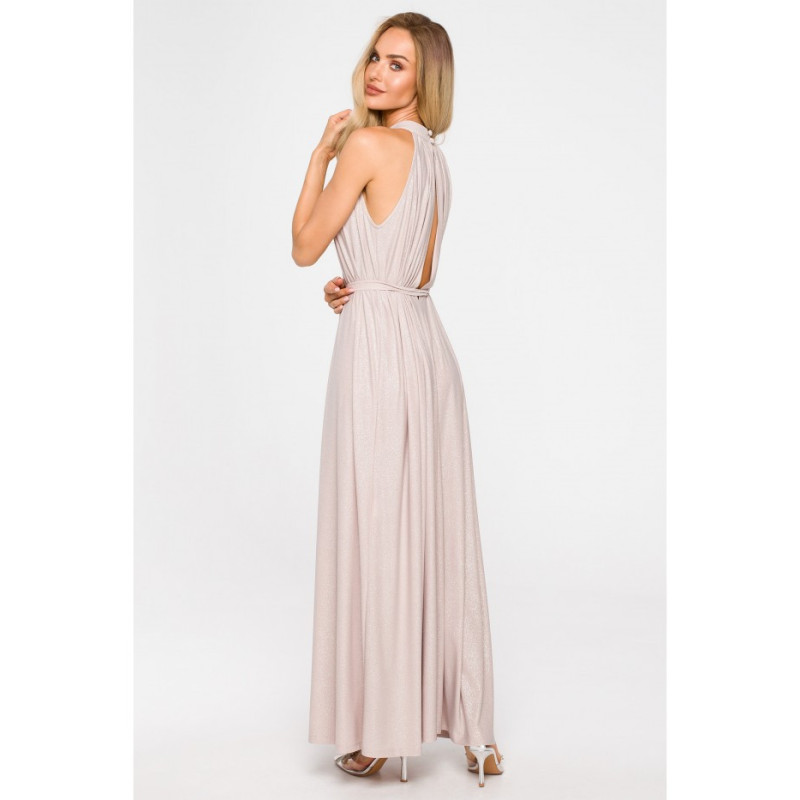 M721 Suknia z dekoltem typu halter - szampańska