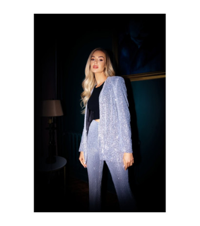 M724 Cekinowa marynarka bez zapięcia - srebrna