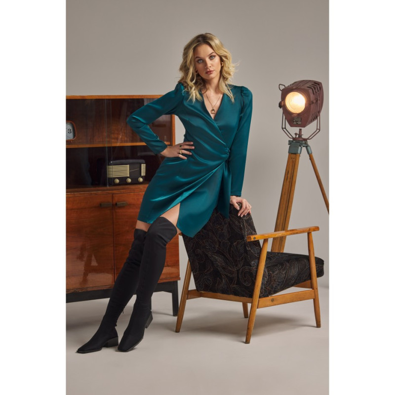 K156 Sukienka kopertowa - zielona