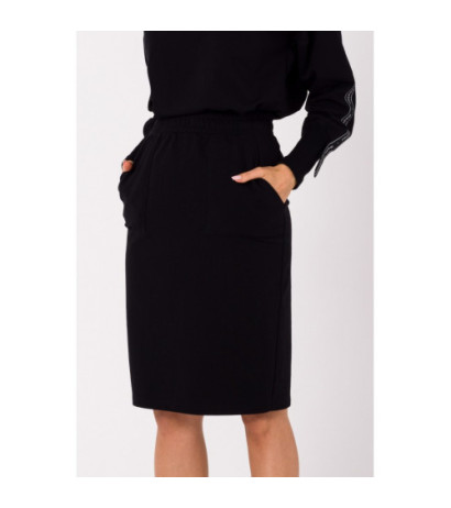 M728 Sportowa spódnica z gumą w pasie - czarna