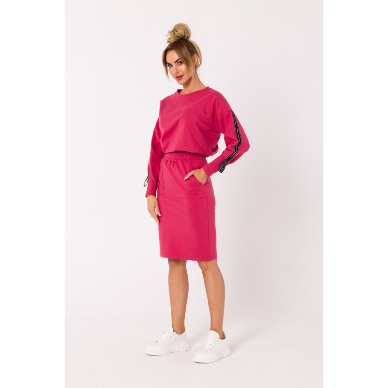 M728 Sportowa spódnica z gumą w pasie - koralowa