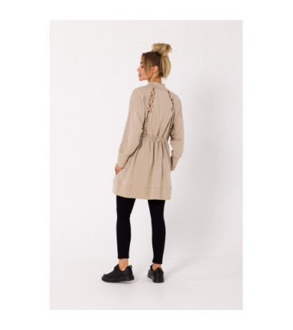 M733 Sukienka na zamek z wycięciami na plecach - beżowa