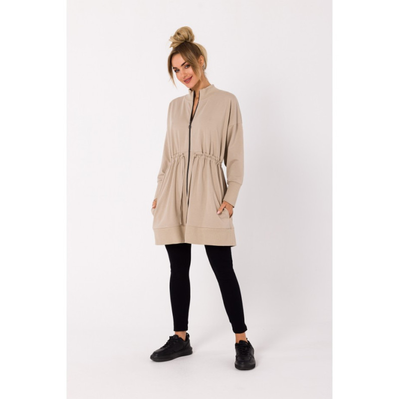 M733 Sukienka na zamek z wycięciami na plecach - beżowa