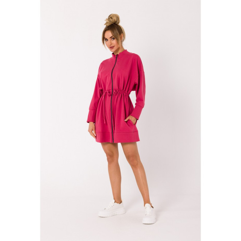 M733 Sukienka na zamek z wycięciami na plecach - koralowa