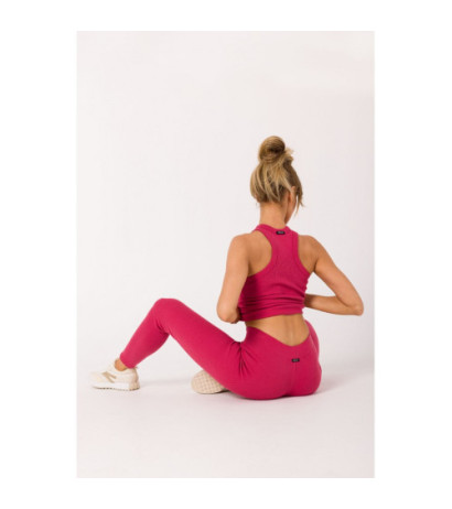 M734 Leginsy z prążkowanej dzianiny - koralowe