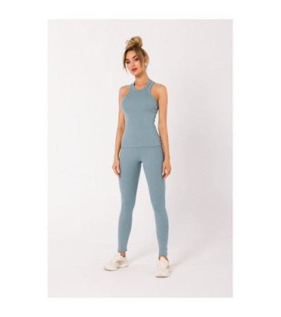 M735 Top bokserka z dzianiny prążkowanej - agawa