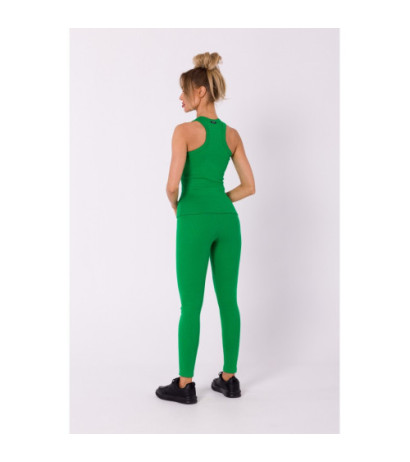 M735 Top bokserka z dzianiny prążkowanej - soczysta zieleń