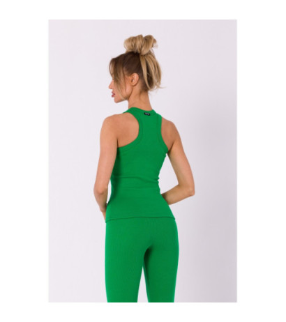 M735 Top bokserka z dzianiny prążkowanej - soczysta zieleń