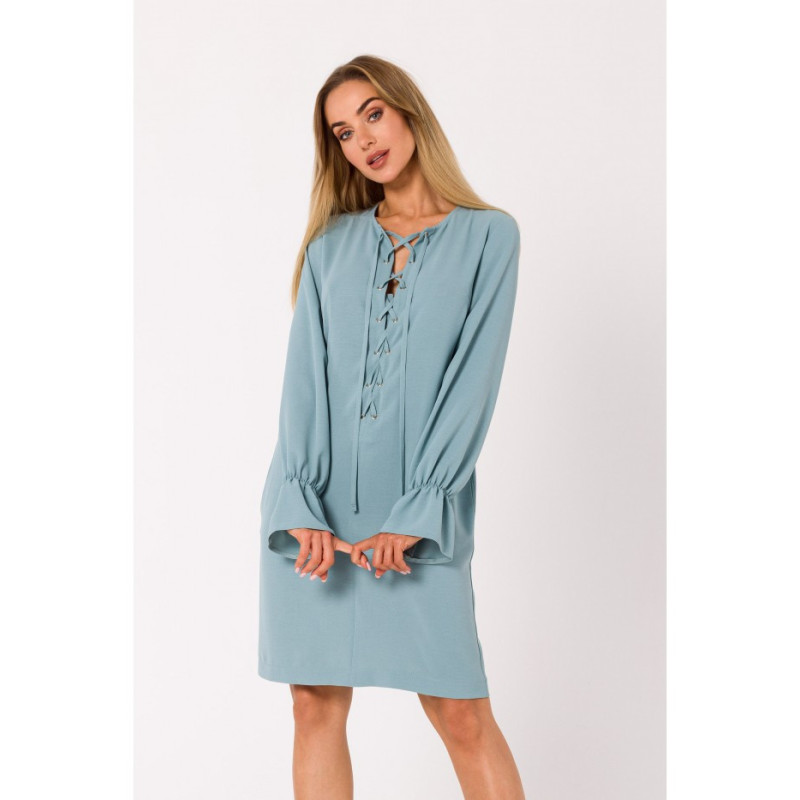 M742 Sukienka ze sznurowaniem na przodzie - agawa