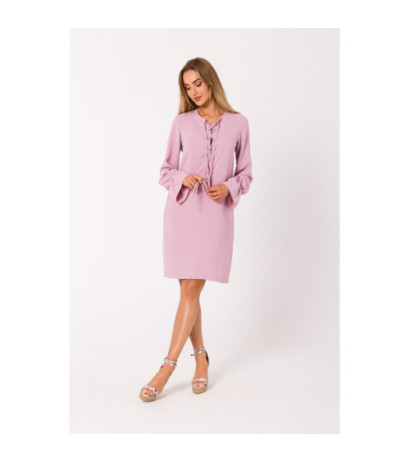 M742 Sukienka ze sznurowaniem na przodzie - brudny róż