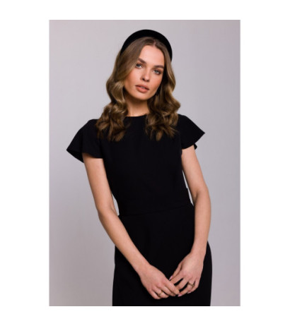 S336 Sukienka ołówkowa z paskiem - czarna