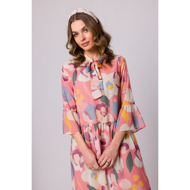 S337 Sukienka szyfonowa z wiązaniem przy szyi - model 1