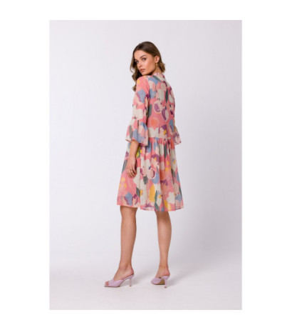 S337 Sukienka szyfonowa z wiązaniem przy szyi - model 1