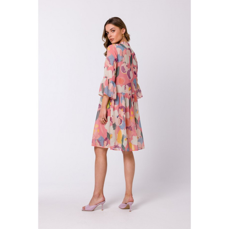 S337 Sukienka szyfonowa z wiązaniem przy szyi - model 1