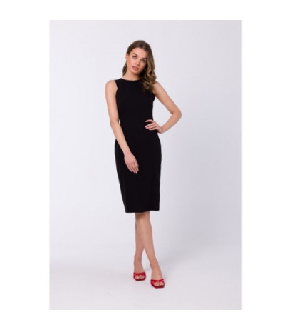 S342 Sukienka ołówkowa bez rękawów - czarna
