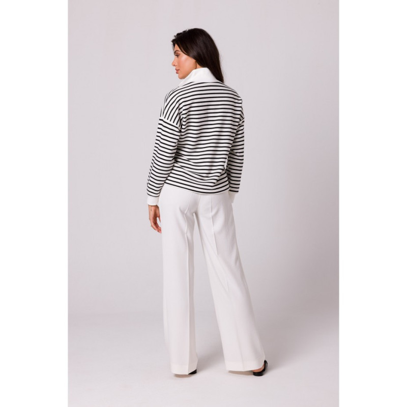 B250 Bluza w paski z wysokim kołnierzem - model 1