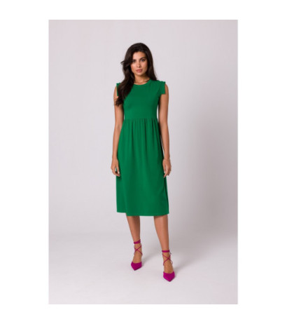 B262 Sukienka z podwyższoną talią - soczysta zieleń