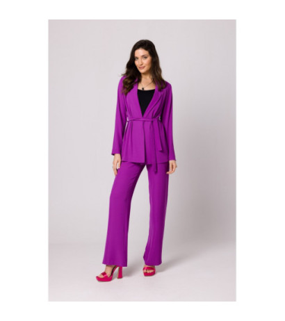 K161 Żakiet wiązany w pasie - lawendowy