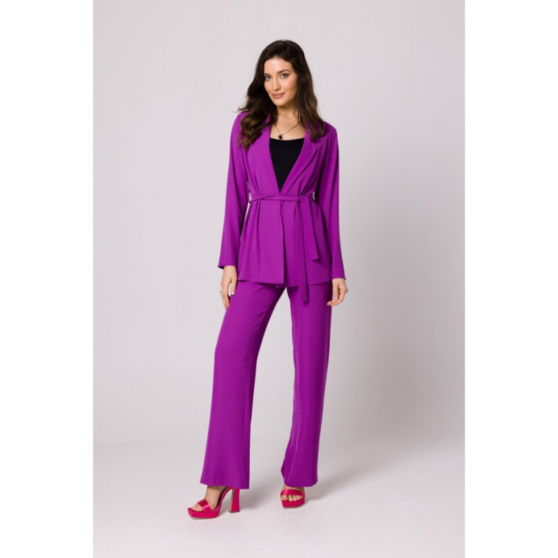 K161 Żakiet wiązany w pasie - lawendowy