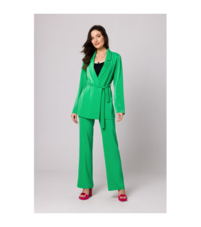 K161 Żakiet wiązany w pasie - soczysty zielony