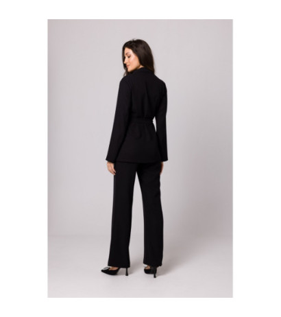 K161 Żakiet wiązany w pasie - czarny
