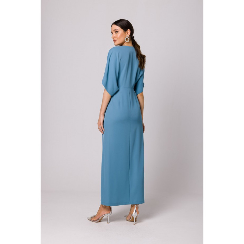K163 Sukienka maxi - zimny niebieski