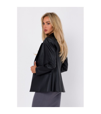 M748 Marynarka z ekologicznej skóry - czarna