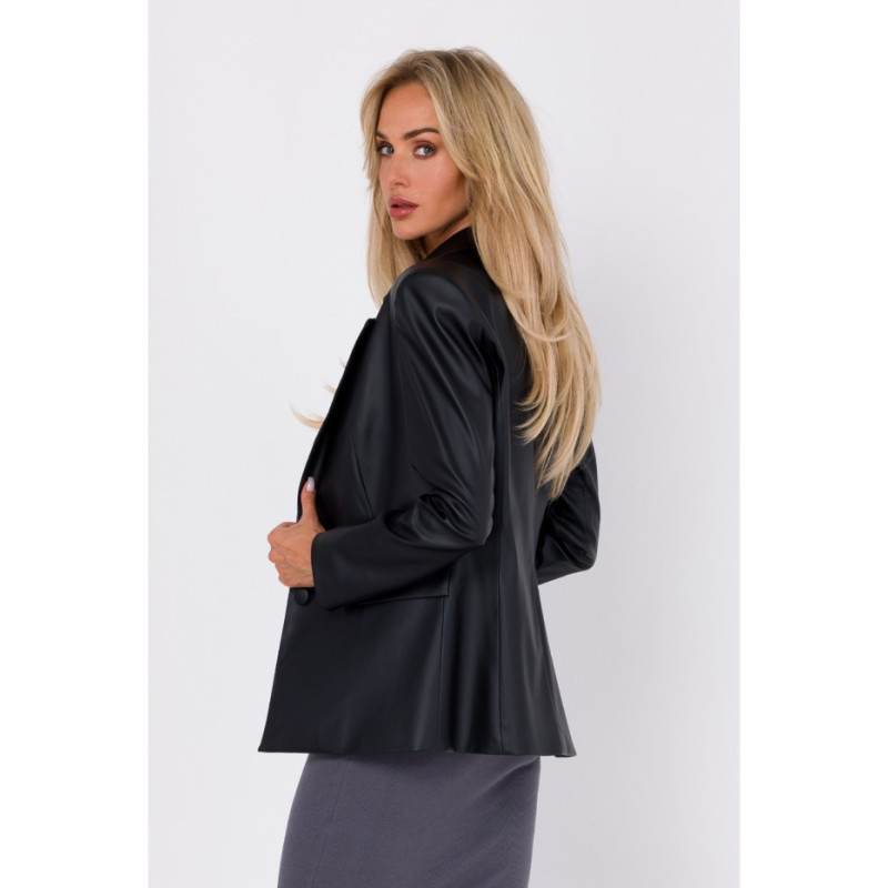 M748 Marynarka z ekologicznej skóry - czarna