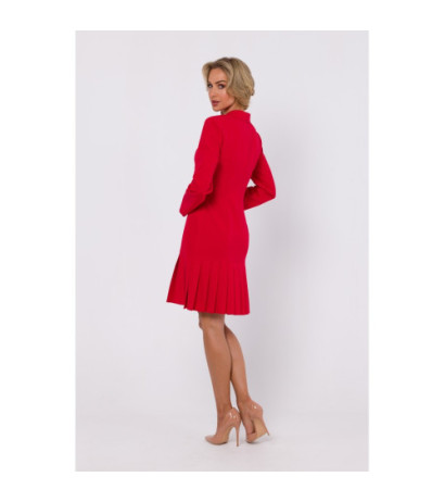 M752 Sukienka z plisowanym dołem - czerwona