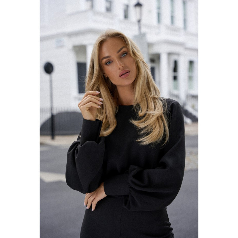 M754 Kombinezon z ozdobnymi rękawami - czarny