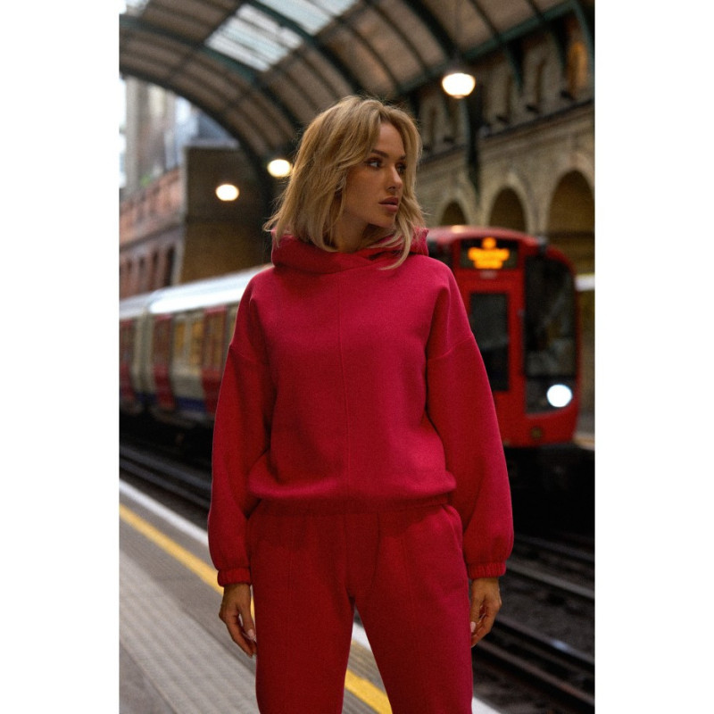 M759 Bluza z kapturem - malinowa