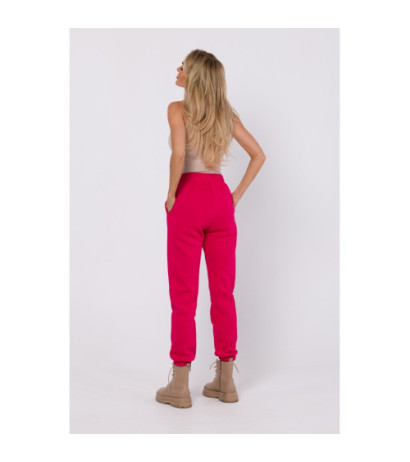 M760 Spodnie dresowe z przeszyciami na nogawkach - malinowe