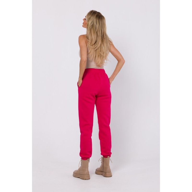 M760 Spodnie dresowe z przeszyciami na nogawkach - malinowe
