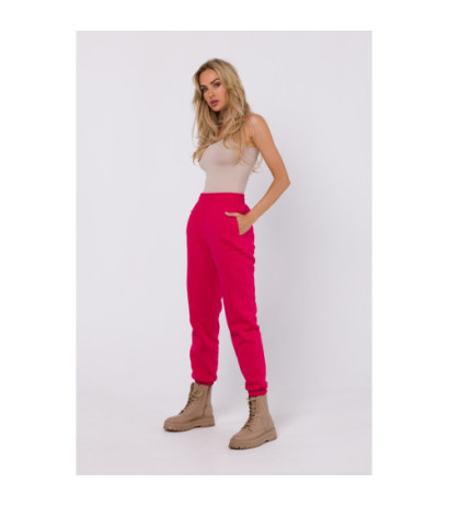 M760 Spodnie dresowe z przeszyciami na nogawkach - malinowe