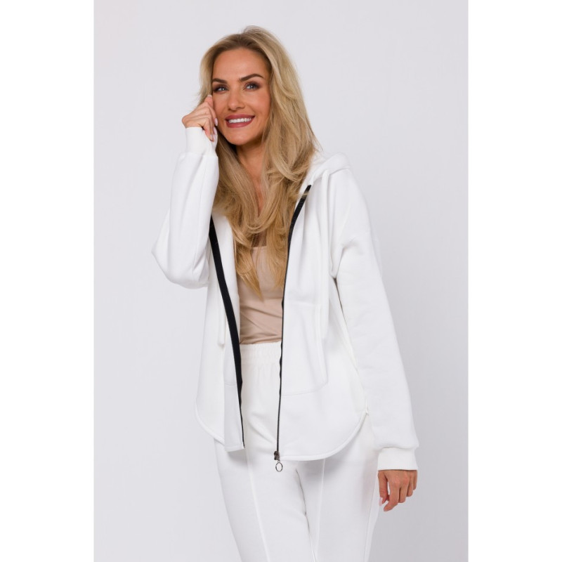 M761 Bluza z kapturem zasuwana na zamek - ecru