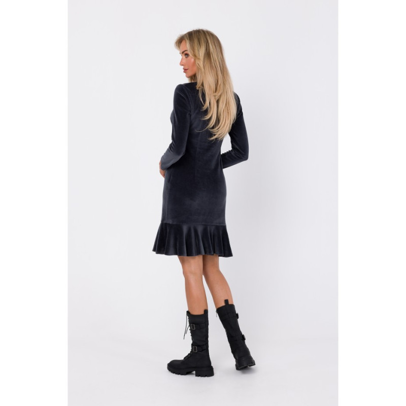 M765 Sukienka z falbanką - grafitowa