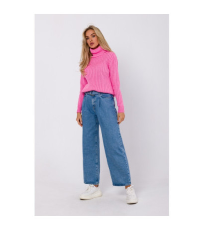 M771 Sweter z golfem - różowy