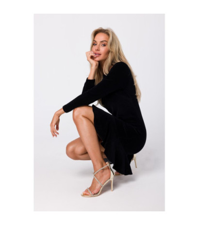 M765 Sukienka z falbanką - czarny