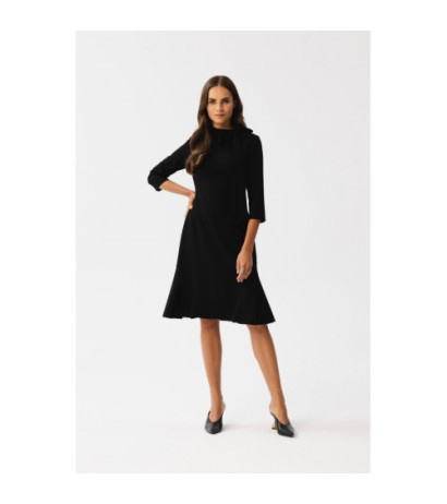 S346 Sukienka z wiązaniem przy szyi - czarna