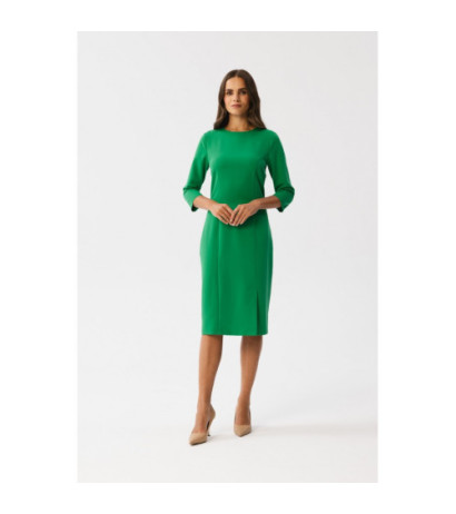 S350 Sukienka ołówkowa z rozcięciem - soczysty zielony