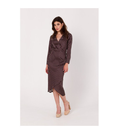 K176 Sukienka z kopertowym dekoltem we wzór - model 1