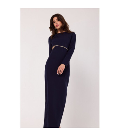 K180 Sukienka maxi z wycięciem w talii - atramentowa