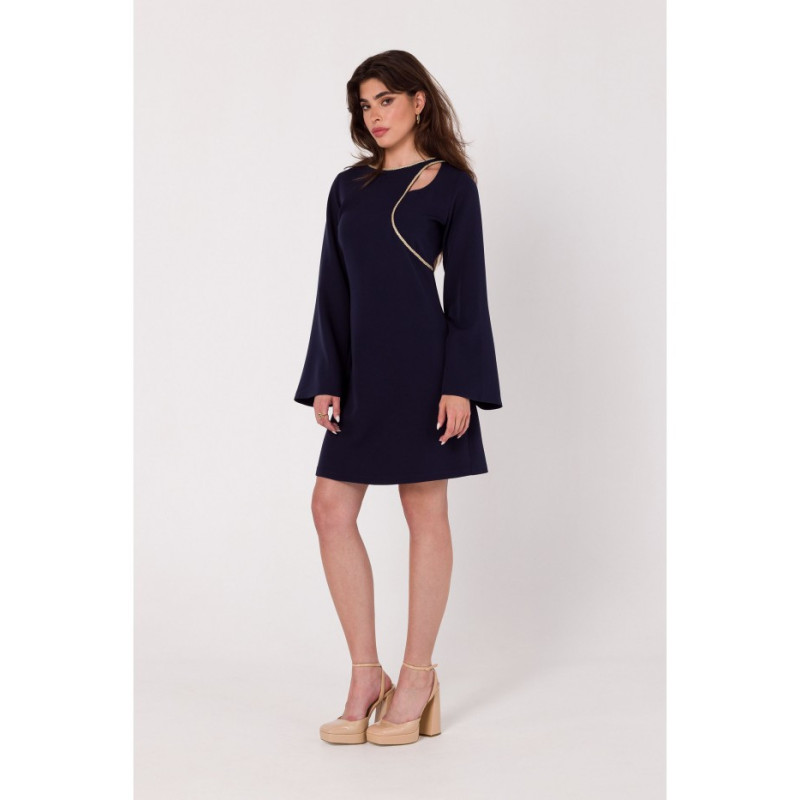 K181 Sukienka z wycięciem typu łezka w dekolcie - atramentowa