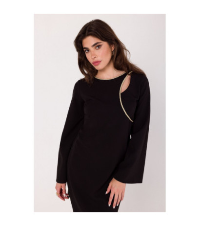 K181 Sukienka z wycięciem typu łezka w dekolcie - czarna